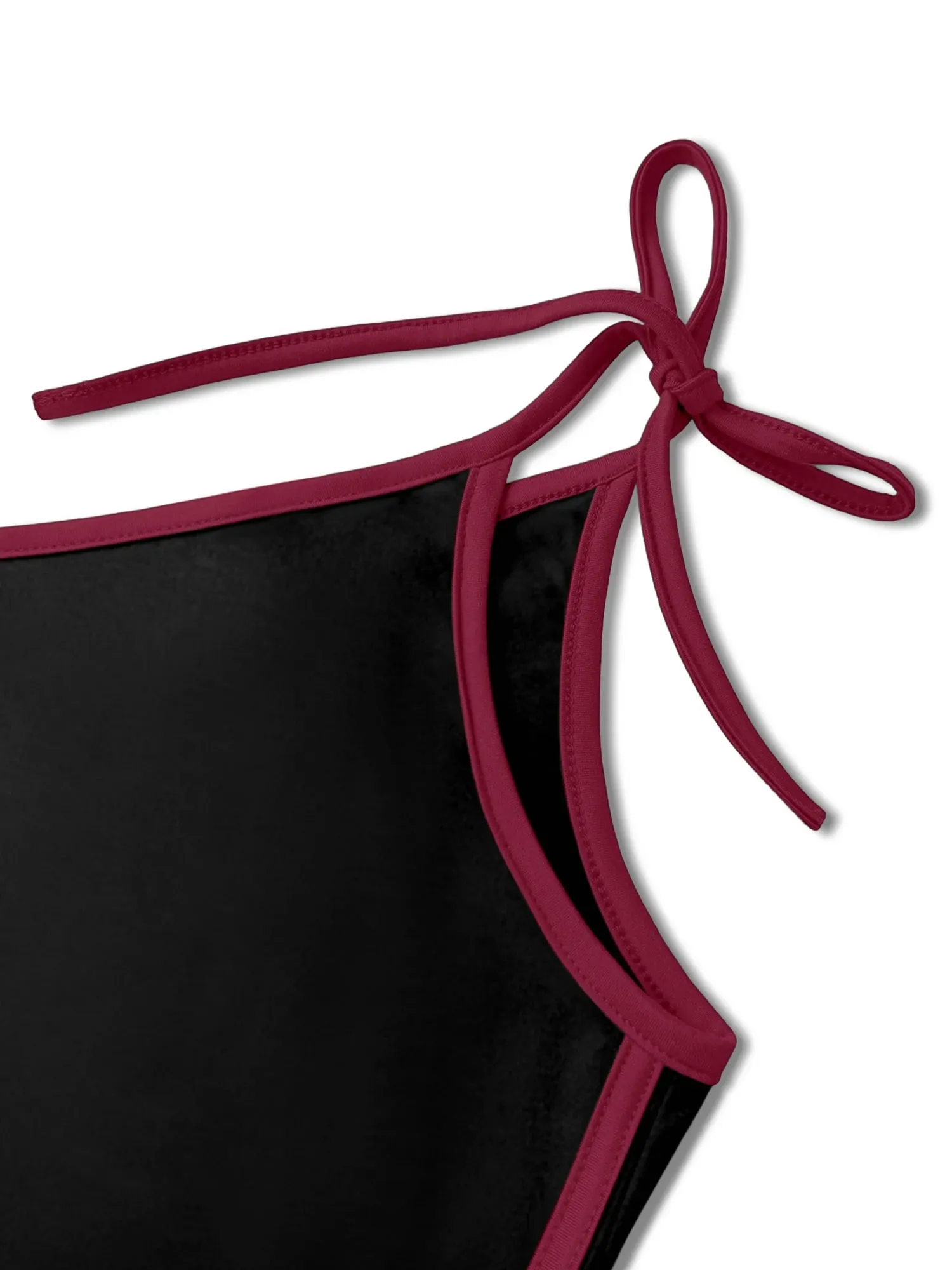 Asymmetric One Shoulder Tie Strap Tank Top Women Red Contrast Trim Slim Fit Crop Cami Summer Y2K Sleeveless Vest — image 5