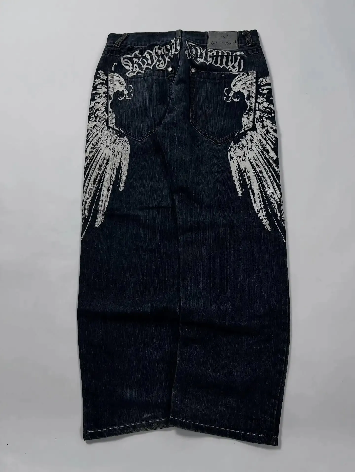 Retro Y2K Oversized Print Explosions Mens Jeans American Hip-hop Trend Gothic Straight Pants Harajuku Casual Couple Wide Pants — image 7