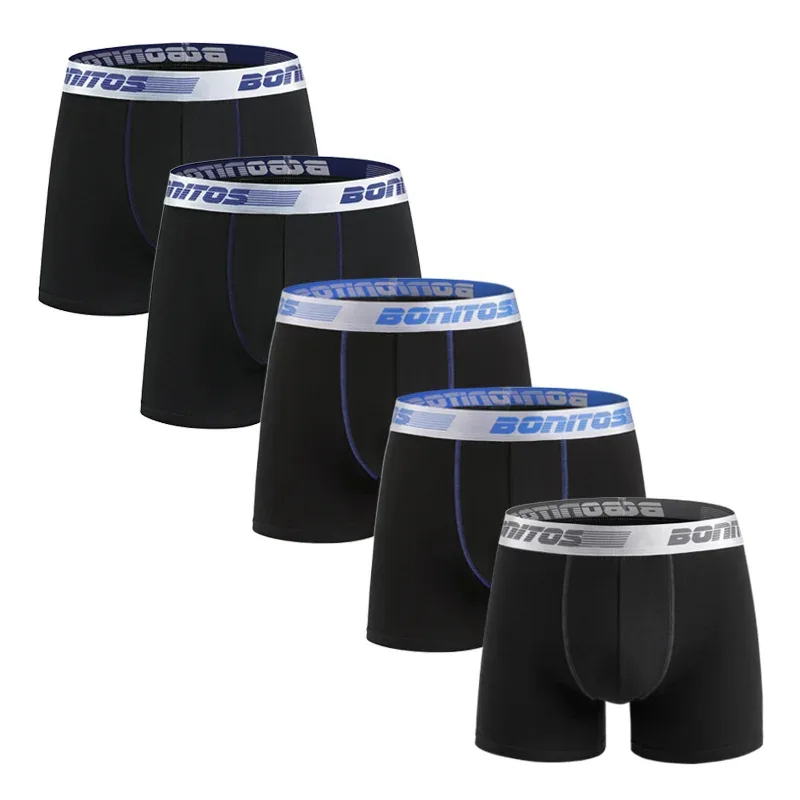 5pcs Men's Underpants Cotton Boxer Briefs Classic Men Panties BONITOS Letter Elastic Waistband Boxers Underwear For Man Shorts