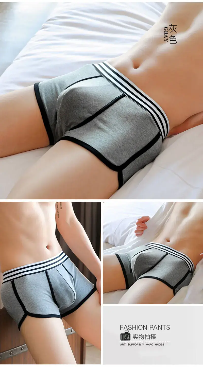 Lelaki Seluar Dalam Lembut Batang Kapas Seluar Dalam Berkualiti Tinggi U Convex Pouch Seluar Dalam Cueca Pinggang Tengah Bernafas Seluar Boxer Homme