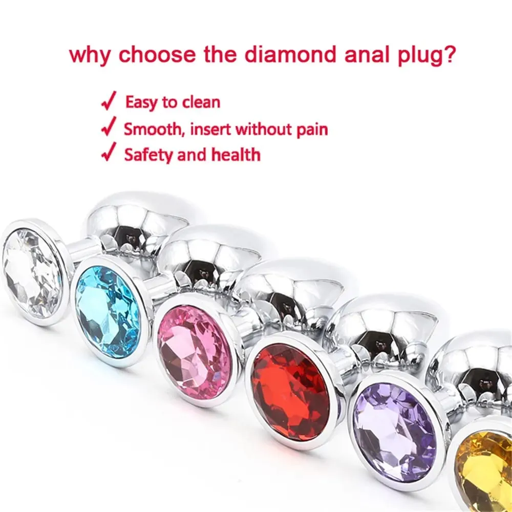 Anal Plug 3 Sizes Stainless Beginner Crystal Butt Plug Anus Masturbation Stimulator Dildos Adult Portable Sex Toys For Man Women