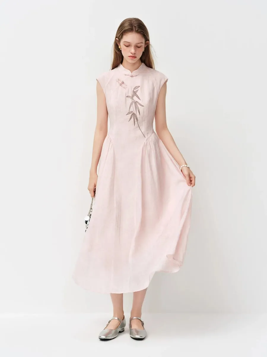 New Chinese Style Embroidery Slim-Fit Long Dress for Women 2026 Summer New Arrivals A-Line Waist-defining Skirt for Dates — image 4