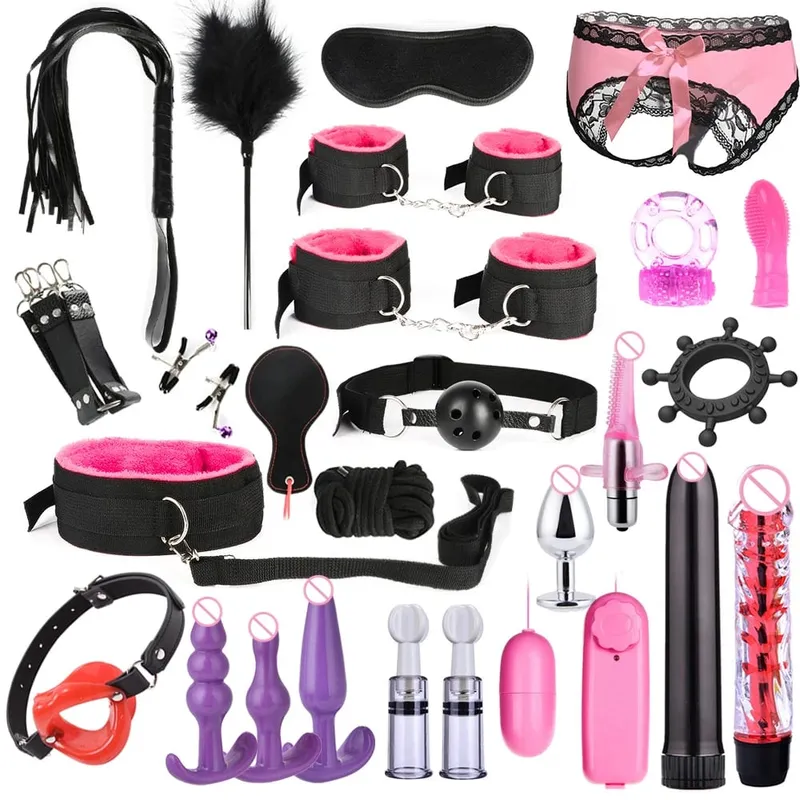 Adult Sex Toy Kits Sets for Sexy Games Bondage Mask Set Feather Handcuffs Ankle Cuff Restraints for Couple Sexual Aids 18+ — image 4