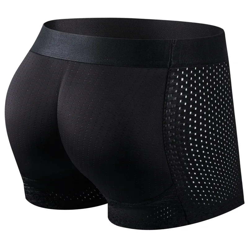 Mga Lalaki Trunks Built - in Fake Butt Hip Lifter Enhancer Shorts Boxer Briefs Padded Underwear Shapewear Underpants Naylon Breathable
