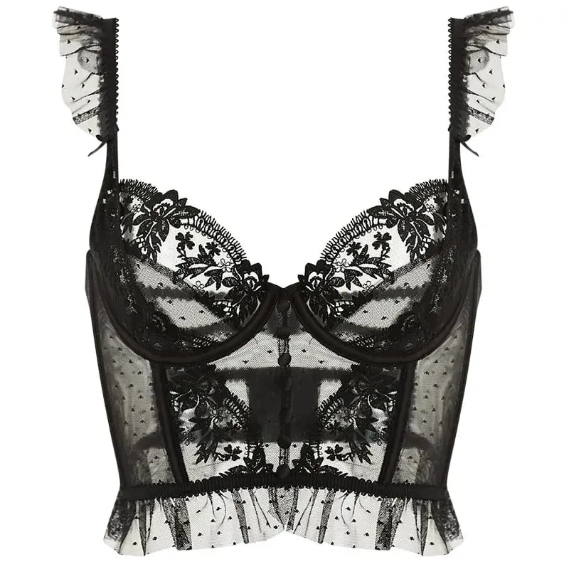 Tanga Dentelle Française Noël Pure Desire Transparent Fente Haute Sans Retirer Érotique T Pant Confort Taille S-XL MOYISU Set
