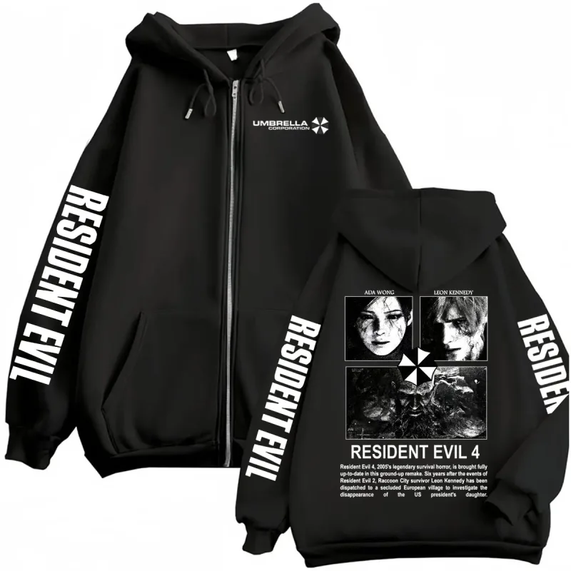 Leon Kennedy Resident Evil Requiem Zipper Hoodies Men Women Fashion Classic Sweatshirts Jacket Coats Casual Fleece Zip Up Hoodie