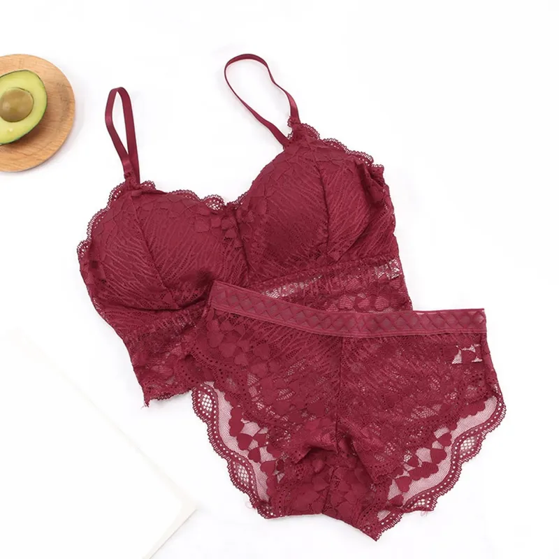 Sexy Lingerie Woman Lace Transparent Underwear Sexy Cutout Bra Push Up Silk Lingerie Set Women's Set Push Up Thin Bralette