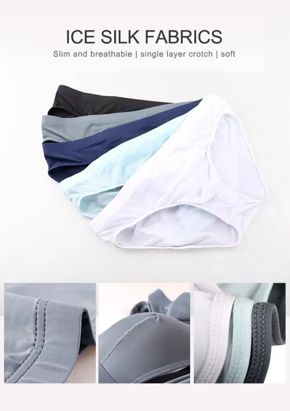 Ice silk underwear men's shorts summer breathable ultra-thin low waist trend personality SAO small triangle underwear bottom — image 12