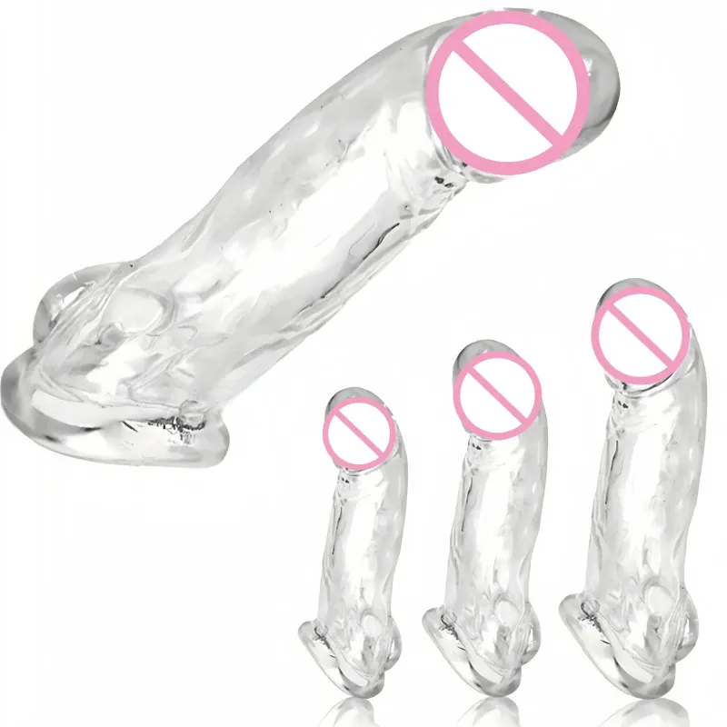 Penis Sleeve Extender Adult Sex Toy Cock Sleeve 3 Sizes Pennis Extender Penis Extension Time Sex Toy Pleasure Tools Couples — image 1