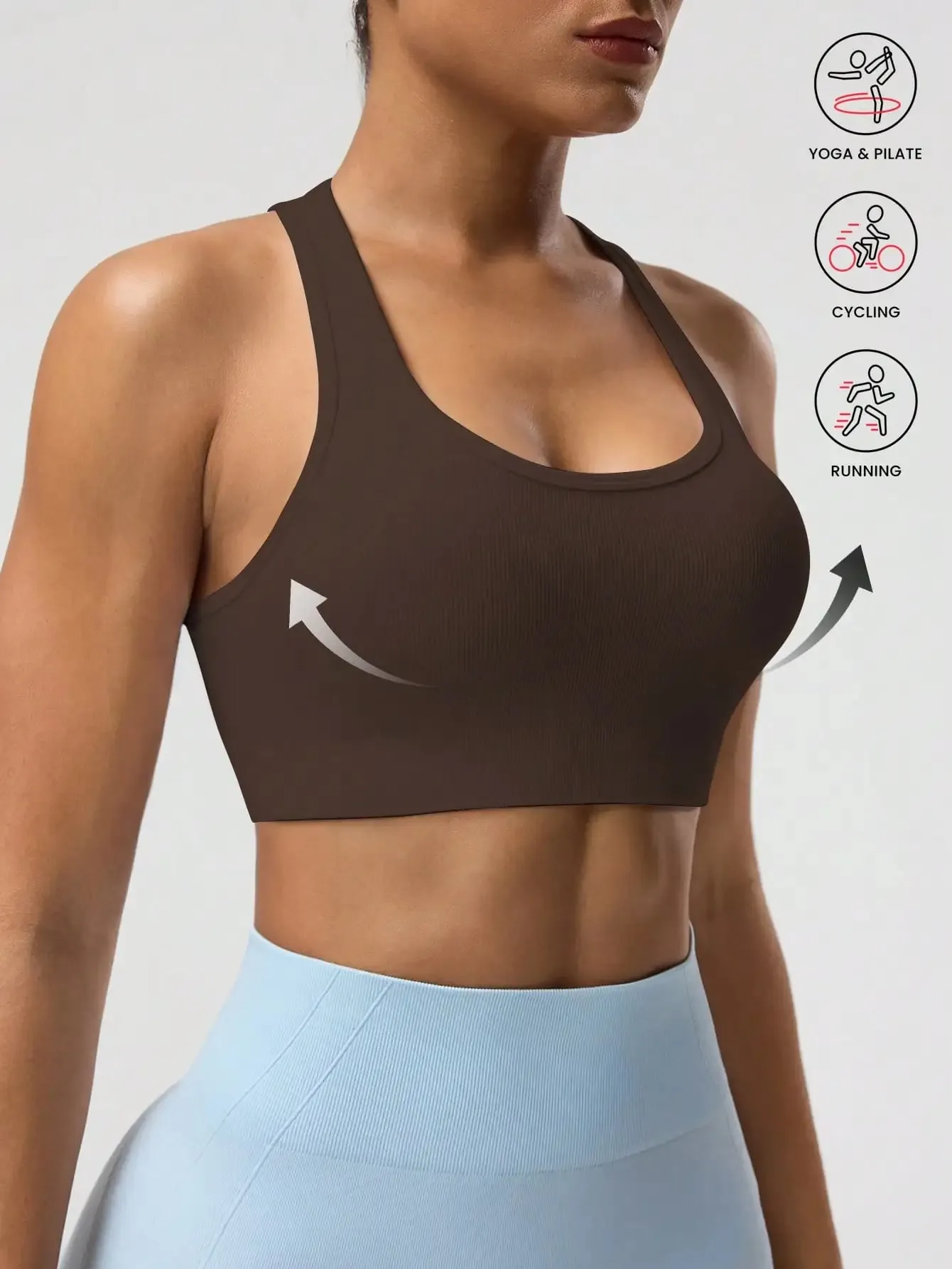 Seamless One-Piece Sports Bra with Wire-Free Support Bust Enhancement and Backless Design for Yoga and Outer Wear — image 9