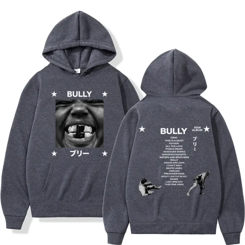 Kanye West Bully Album 2026 Tour Print Hoodie Men Women Gothic Punk O-Neck Pullover Loose Casual Hip-hop Streetwear Sweatshirts — image 4