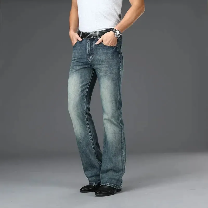 Denim Flared Jeans Men Boot Cut Denim Pants Comfortable Slightly Slim Classic Loose Casual Blue Black Trousers For Male Bootcut — image 7