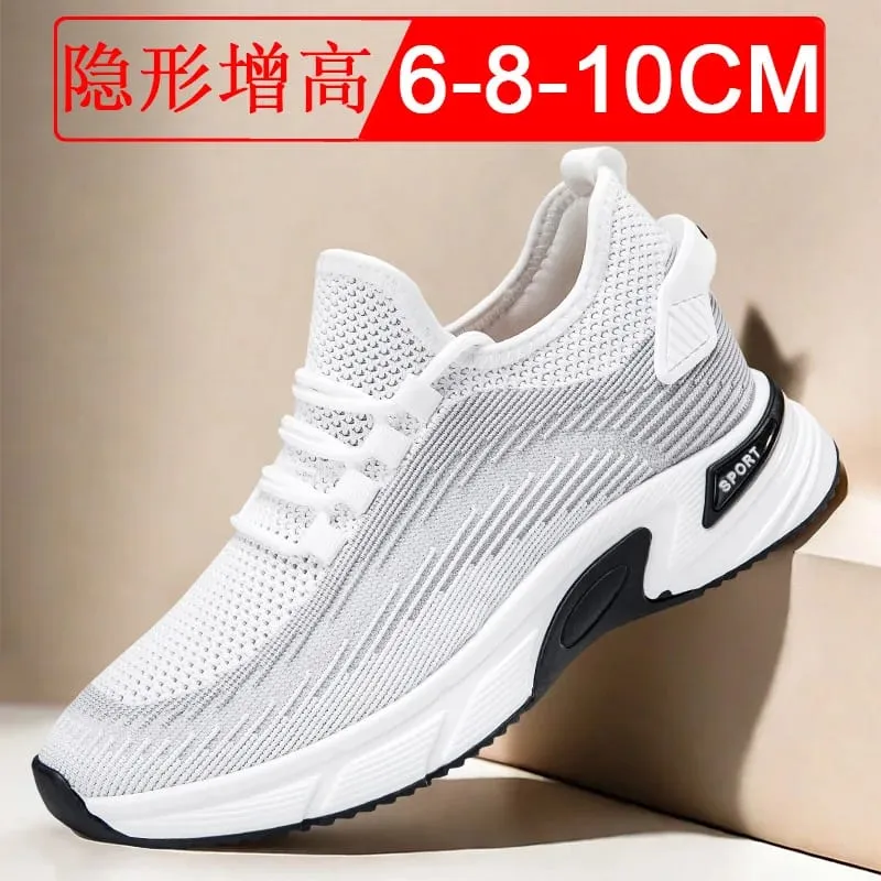 Elevator Shoes Invisible Heightening 8cm. Breathable Mesh Fabric Sports Shoes Heightening Inside for Men's Shoes Size 6cm