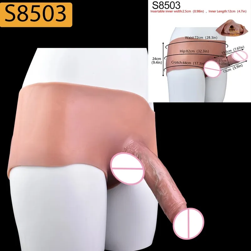 High Waist Strap-On Penis Sleeve насадка на член Skin Touch Hollow Penis Cover Silicone Wearable Extension Sex Toys For Men — image 21