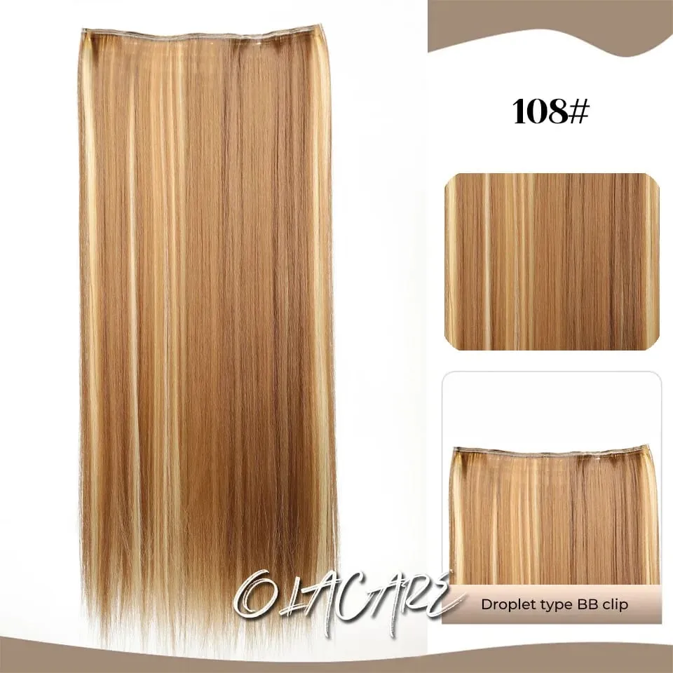 Synthetic Wig 5 Clip One Piece Invisible Hair Extensions Long Straight 24Inch Heat Resistant Hairpiece for Women — image 24