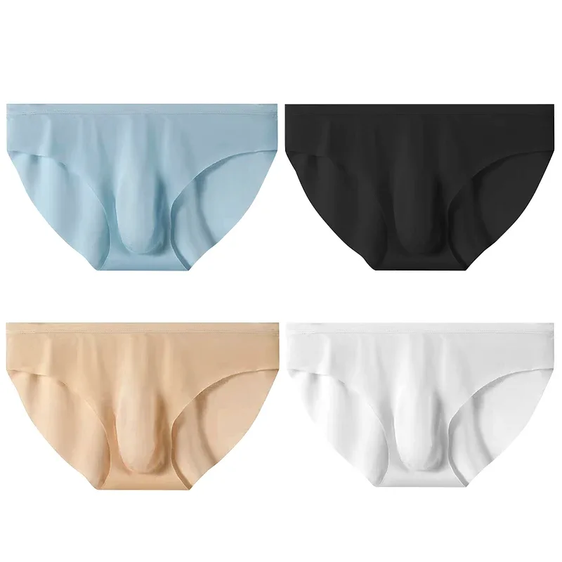 4st Ice Silk Trosor för män Sommar Transparent Sömlös Sexig Snabbtorkande Trendiga Andas Underkläder Ultratunna trosor