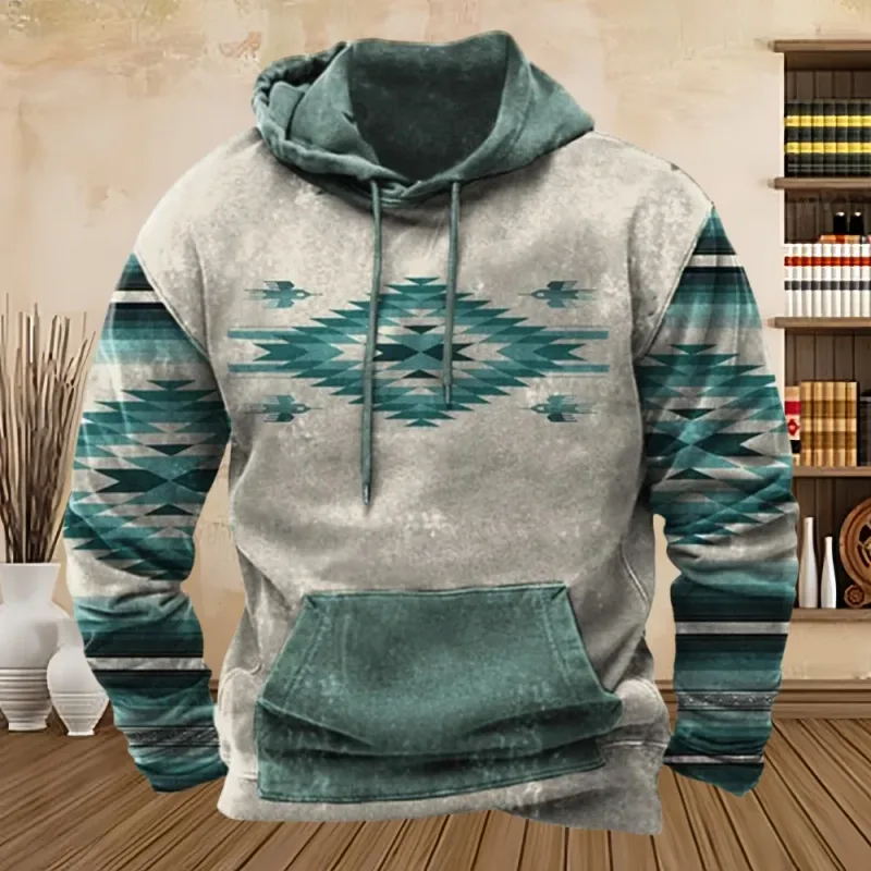 Vintage Tribal Style Print Herr Luvtröjor Sweatshirt Vår Höst Ny Lös Pullover Casual Streetwear Oversized herrkläder — image 3