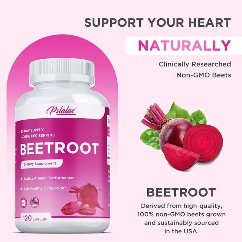 Beet Root Capsules - Promotes Heart Health Boosts Natural Energy Improves Endurance and Maintains Normal Blood Pressure — image 3