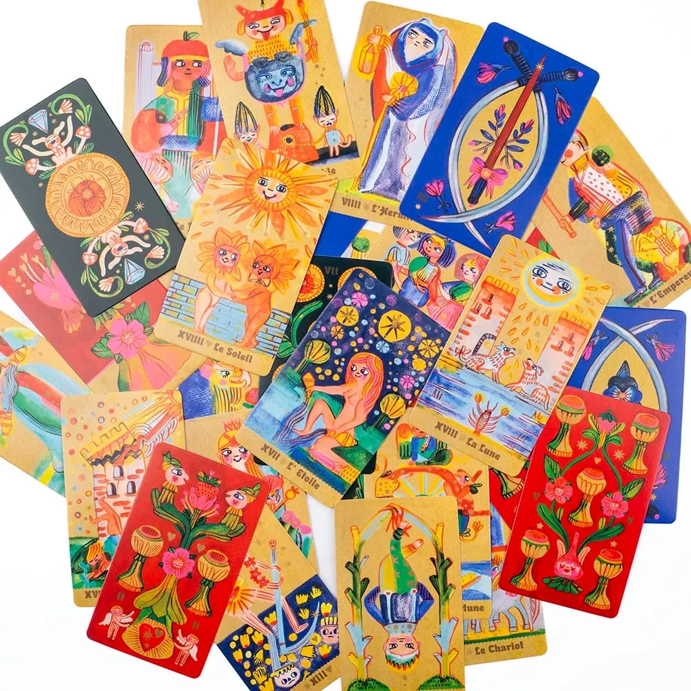 Pipspeak Tarot 10.3*6sm Dek 78 kad gaya Marseille yang Menarik Merangkul Dunia Pembacaan Pip yang Aneh — image 6