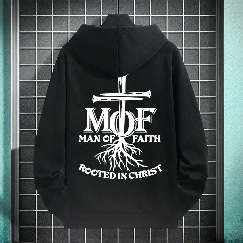 2025 Hot Sale Men's Hoodie Man of Faith Jesus Print Hooded Sweatshirts Autumn Winter Daily Casual Sporty Fashion Hoody Outerwear — image 15