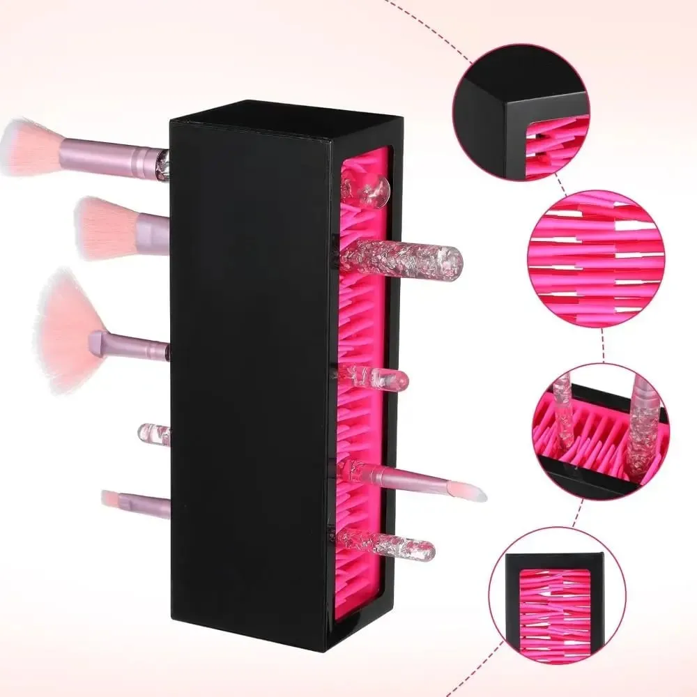 Suporte criativo para pincéis de maquiagem, compacto, antiderrapante, estojo de armazenamento, grande capacidade, portátil, rack de secagem de escova cosmética