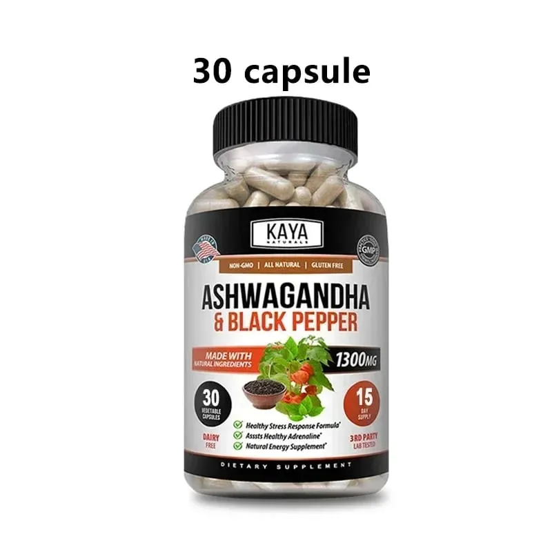 Organic Ashwagandha 1300mg 120 Count Capsules for Stress Relief Anti-Anxiety Mood Support Brain Health