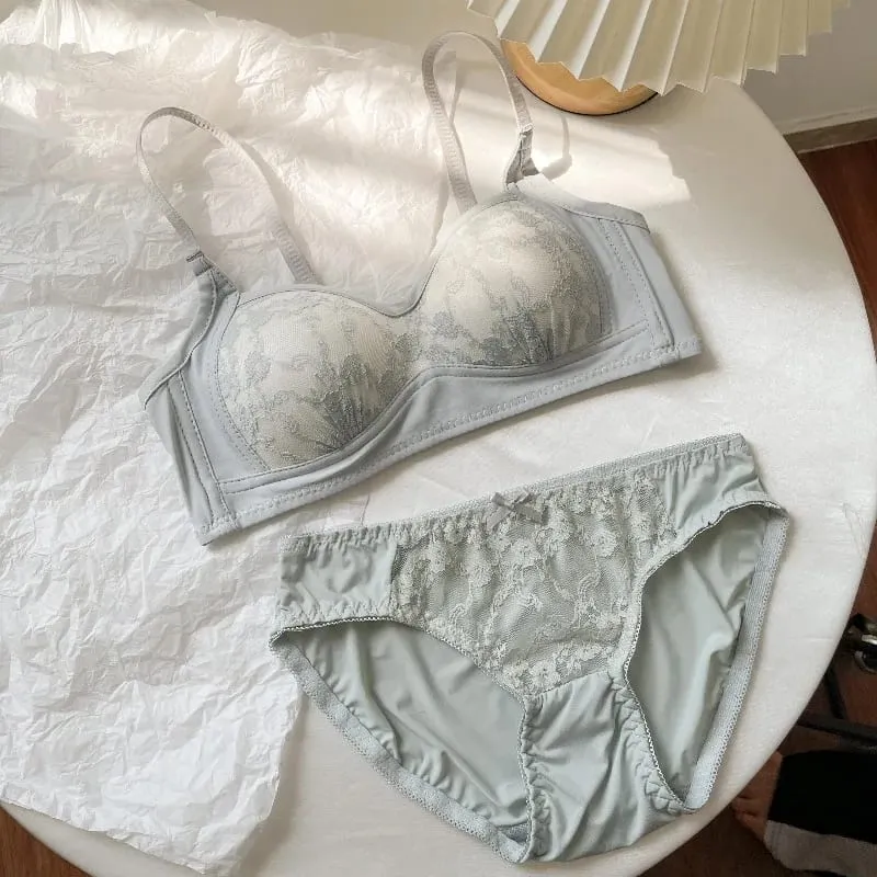 Sexy Push Up Lace Bralette Small Bust Wirefree Comfort Summer Ultra Thin Adjustable Straps Anti-Sagging Lingerie Set S-XL​​ Bra