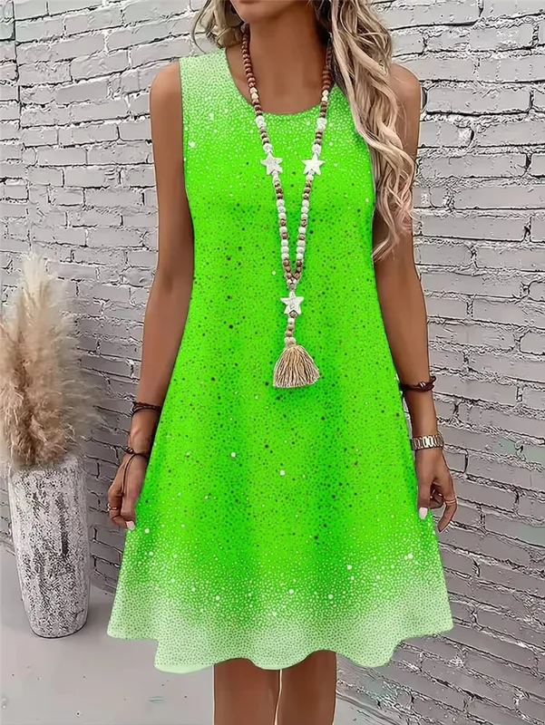 Women Fashion Tie-dye Mini Dresses Summer Sleeveless 3D Gradient Printed Street Ladies Dress 3XL Plus Size Loose Casual Dress — image 7