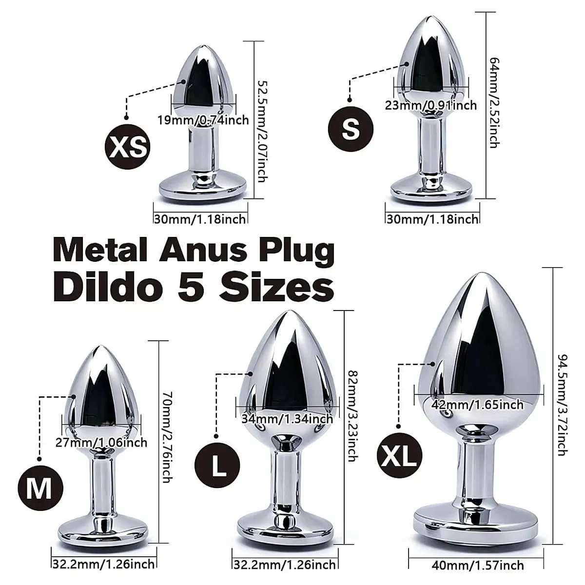 5 Size Metal Anal Plug Butt Plug Sex Toy Butt Toy for Women Men Couples Adult Game Masturbator Anal Diamond Sex Toys — image 2