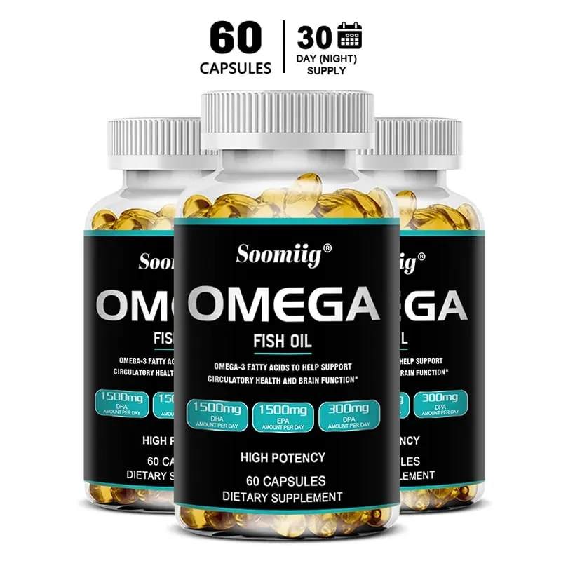 Omega 3 Fish Oil Softgels 3300mg Υψηλής Δυναμικότητας με EPA & DHA Υποστηρίζει Ενέργεια Εγκεφαλική Καρδιά Άρθρωση Οφθαλμών Δέρμα & Ανοσία Υγεία