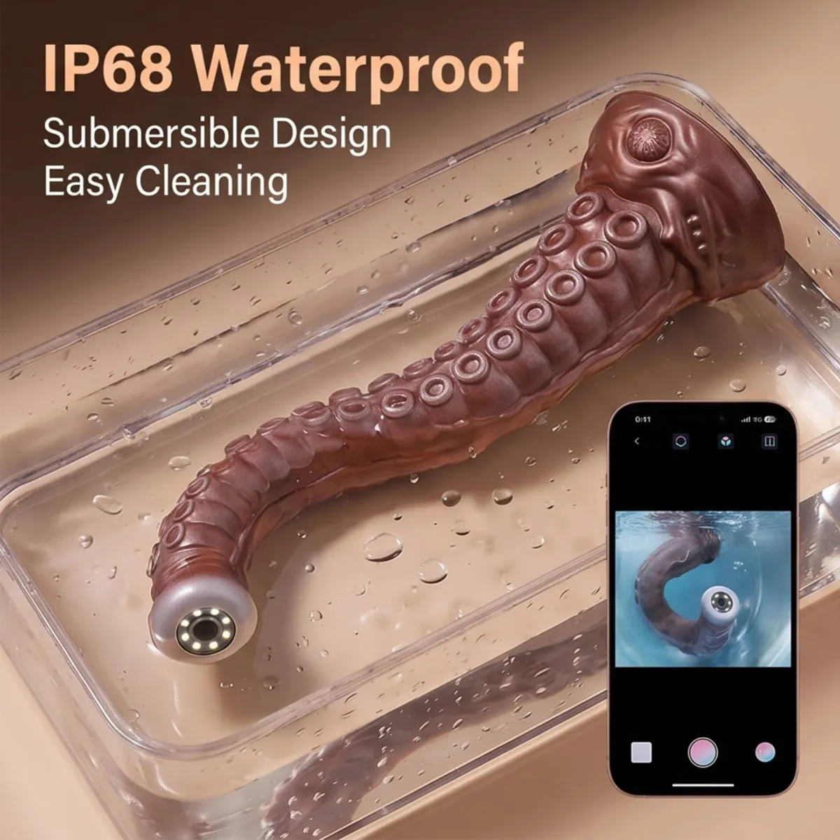 ยาวขยาย Octopus Tentacles App ควบคุม Anal ปลั๊ก Peeping Hole ฐานถ้วยดูด Anal Dilator Speculum Sex Toy