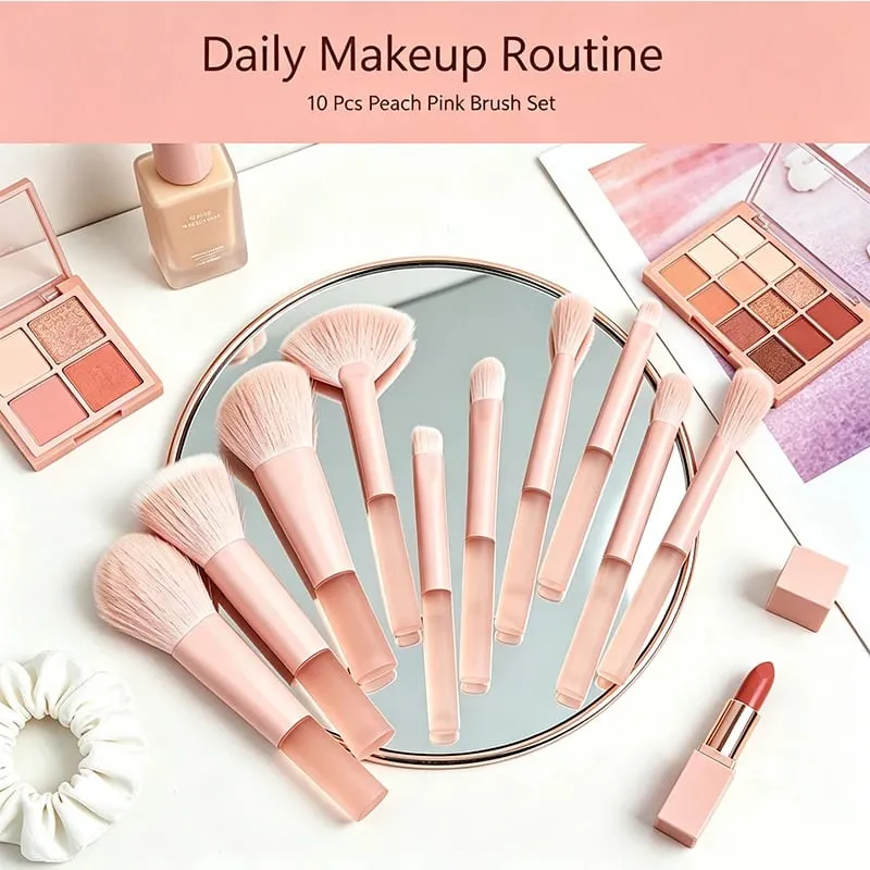 10pcs Travel Makeup Brush Set Mini Makeup Brushes Travel Size Small Eyeshadow Eye Lipstick Foundation Brush Shadow Contour Blush