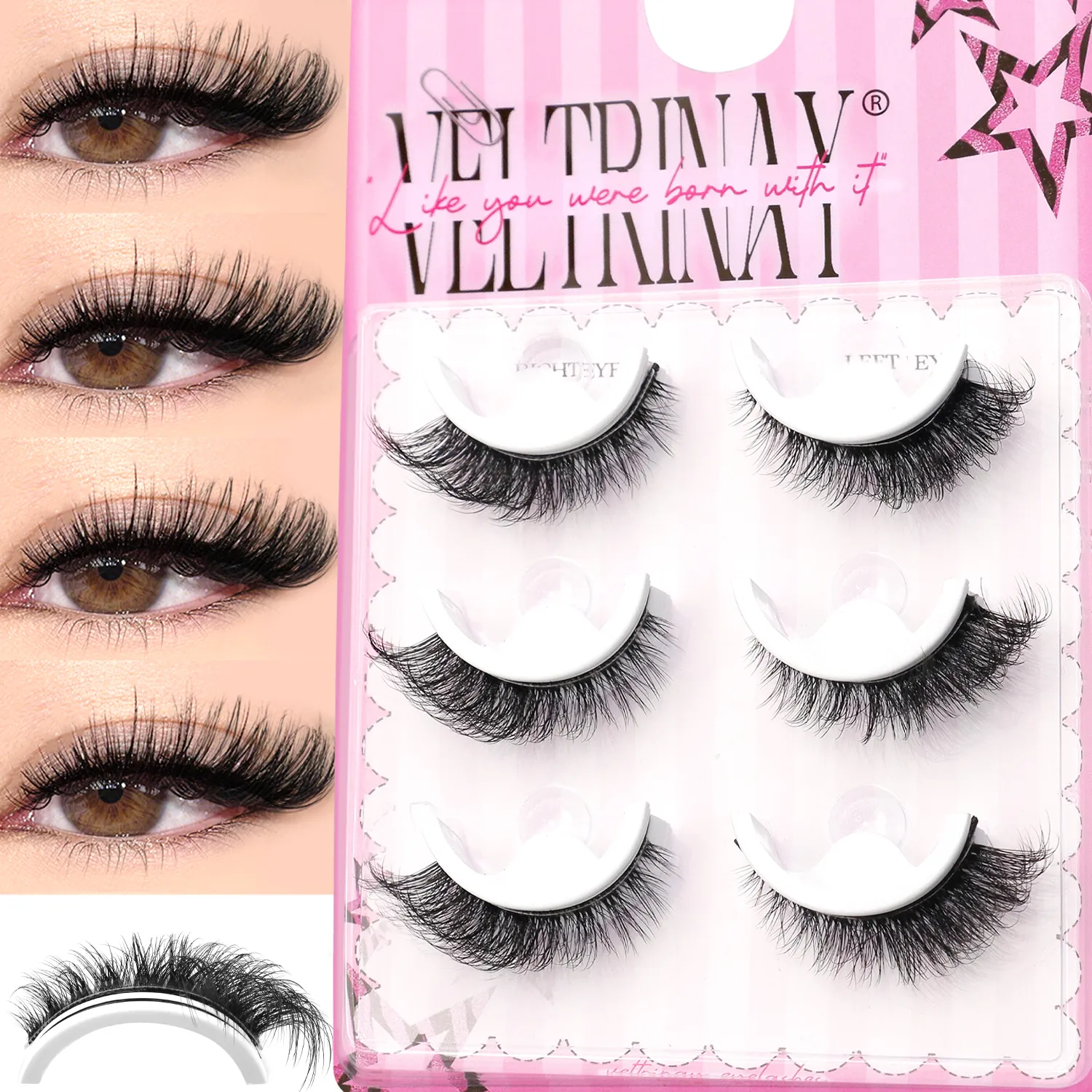 NO Glue Strips Lashes Natural Half Lashes Clear Band Short False Eyelashes Replaceable Eyelash Strips Eye Makeup — image 3