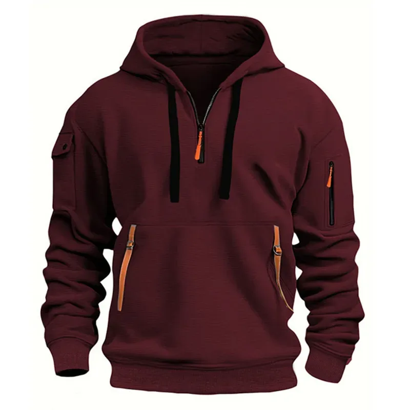 Men's Hoodie Multi Pocket Zipper Casual Sports Hoodie Men/Women Plus Size Loose Pullover Fashion Sweatshirt Long-Sleeve tops — image 7