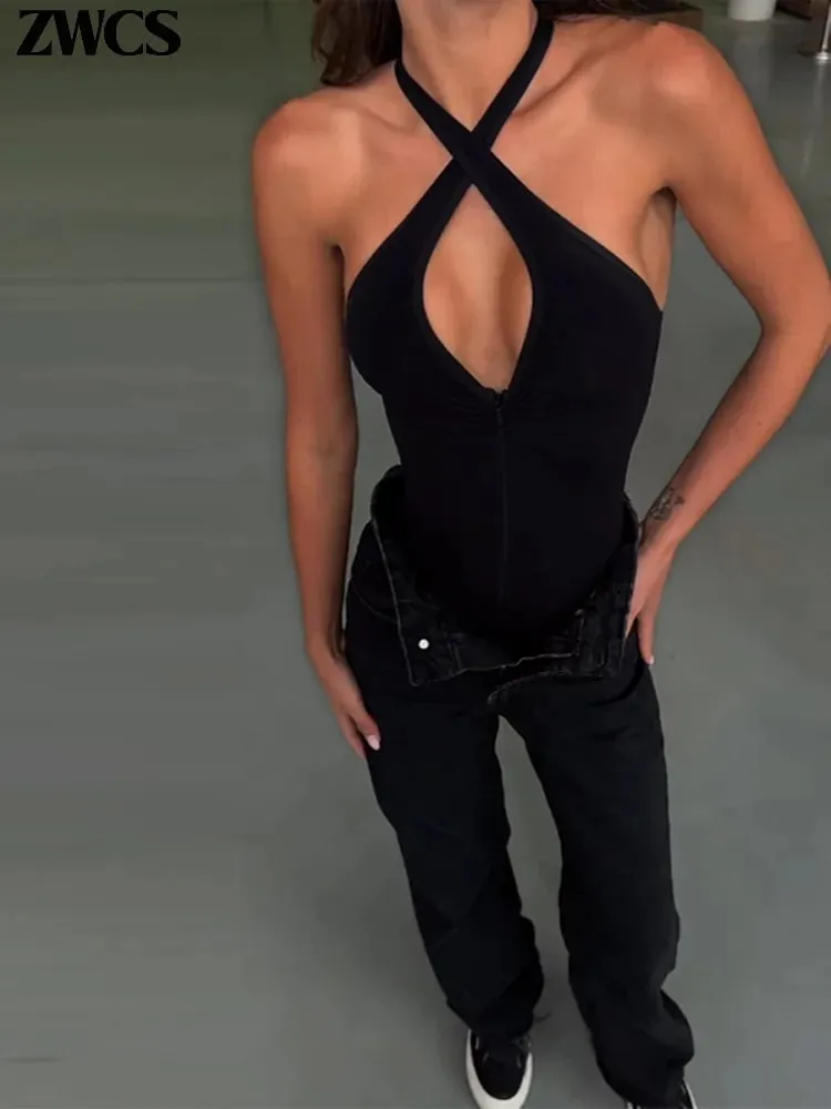 Sexy Tight Corsets Bodysuit For Women Deep V-neck Zippers Sleeveless Slimming Underwear 2026 New Lady Solid Backless Rompers — image 6