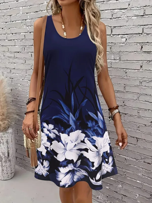 Women's Sleeveless A Line Dress Vibrant Floral 3D Print Dresses Woman Summer Woman Clothing Oversized Y2k Ladies Clothes Tops — image 6