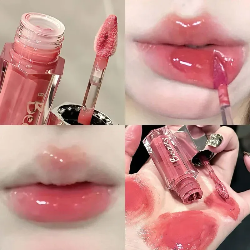 Glace Transparent marron brillant à lèvres hydratant brillant liquide rouge à lèvres nu eau lumière verre miroir lèvres glaçure maquillage longue durée