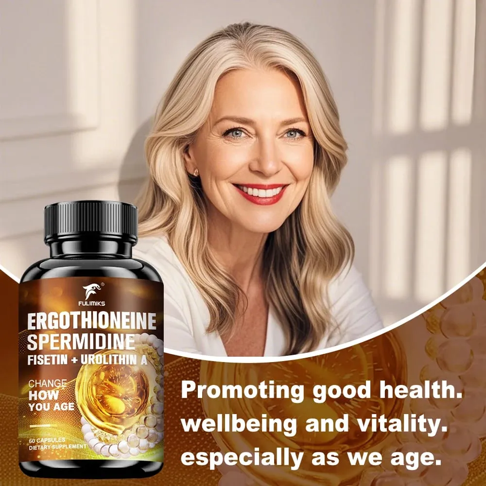 Ergothioneine & Spermidine Anti-Aging Capsules with Fisetin Urolithin A & PQQ Supports Cellular Health & Skin Rejuvenation — image 2