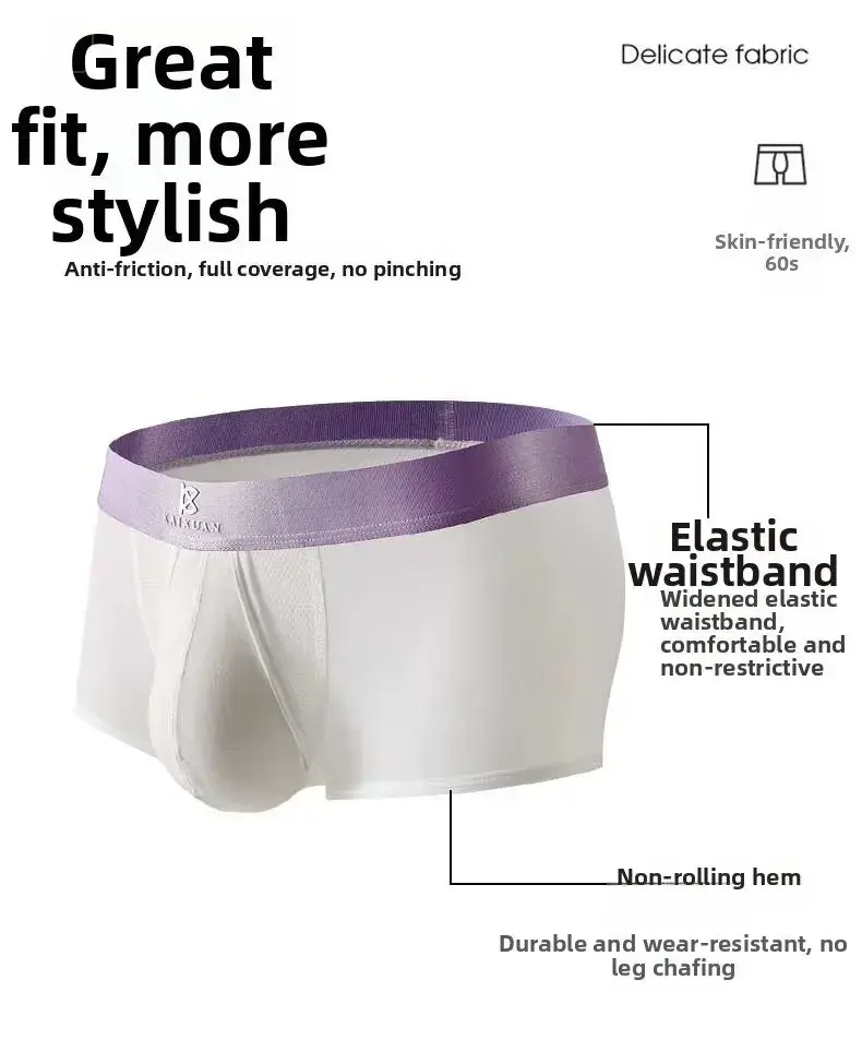 Summer Ice Silk Underwear Snabbtorkande boxershorts för män Lättvikts Andningsbar Separbar sidoöppning Ej avtagbara trosor