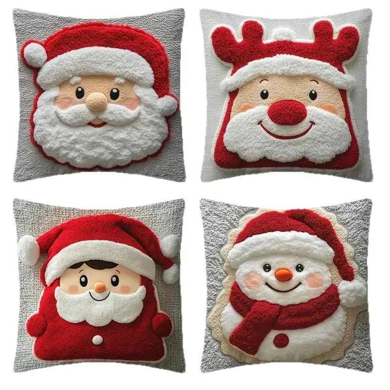 Christmas Character Cushion Cover Snowman Reindeer Digital Print on Stretch Fabric for Festive Home Decor — image 7