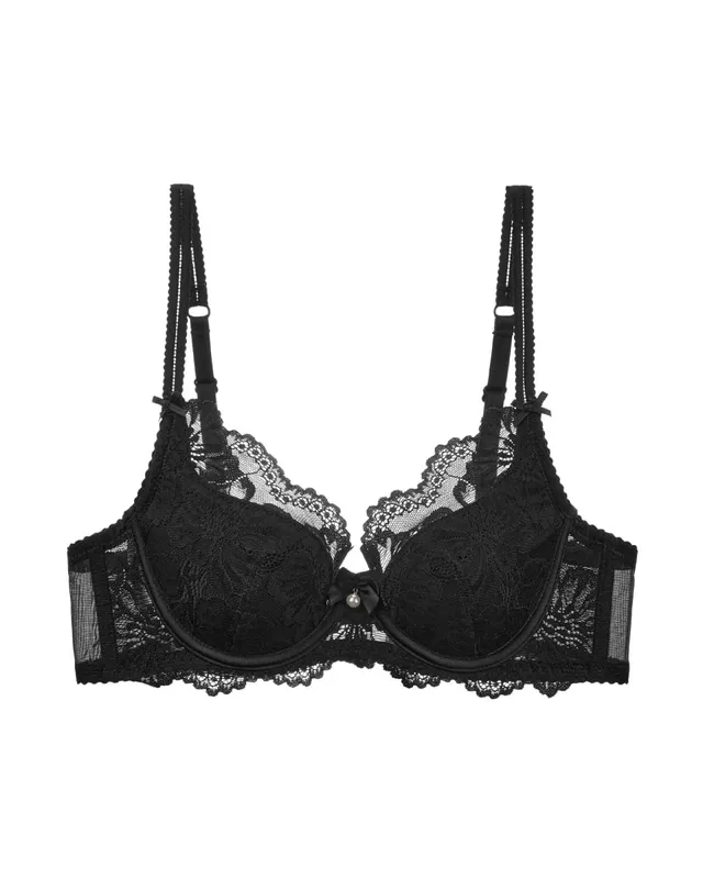 Women Lace Bra Panty Set Summer Thin Push Up Side Support Anti Sag Sexy Pure Desire Lingerie Underwear Suit 32‑38 — image 11