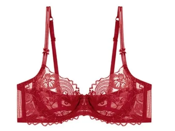 Everyday Lace Lingerie Ultra-thin Breathable Upper Support Anti-sag No Sponge Transparent Bra Set ladies Basic Underwear S-XL — image 11