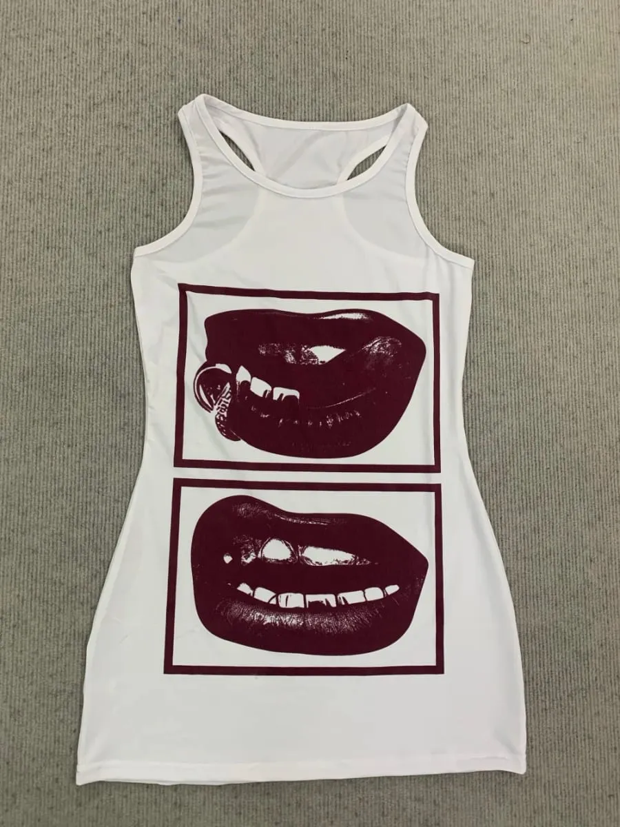 2026 New y2k Summer Lips Printed Sleeveless Bag Hip Round Neck Sleeveless Dress Punk Street Trend Fashion Personality Spicy Girl — image 5