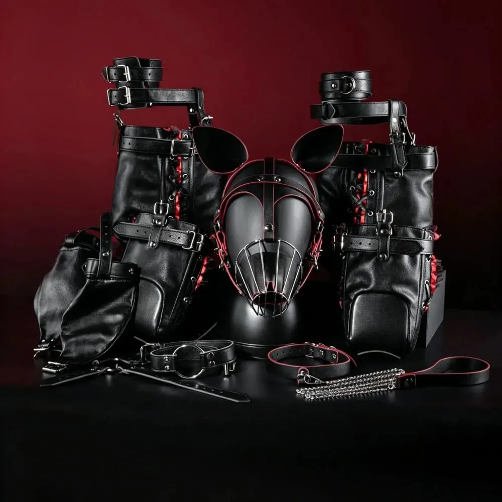 Adult Games Puppy Role Play Kit Fetish Puppy Hood Mask Binding Gloves Boots Protectors Couple Crawling Gear SM Sex Toys 18+ — image 1