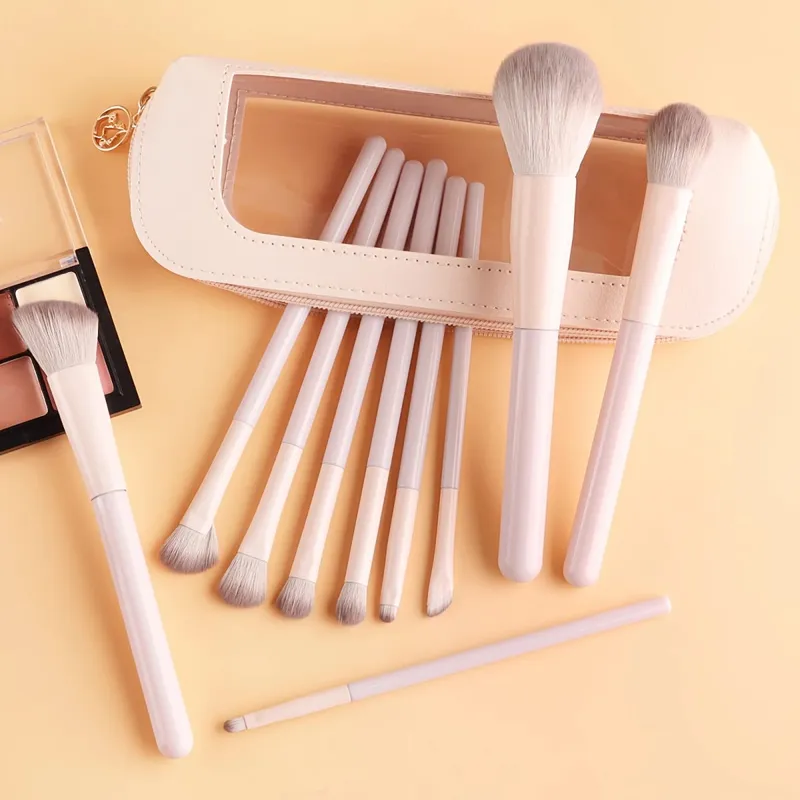 10pcs Beginner Makeup Brushes with Storage Bag Large Fluffy Powder Brush Blush Brush Contour Brush Foundation Brush Concealer