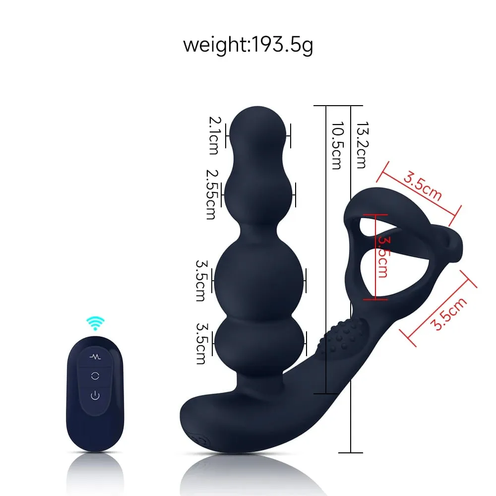 360° Rotating Anal Beads Prostate Massager with Cock Ring Remote Control Vibrating Butt Plug - Adult Toy for Men — image 6
