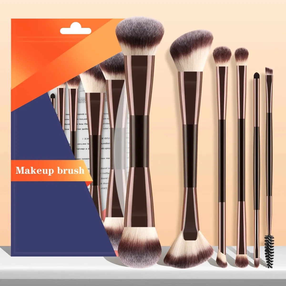 6Pcs Double Head Makeup Brush Set Powder Blush Contour Eyeshadow Eyebrow Brushes Full Face Cosmetic Tools
