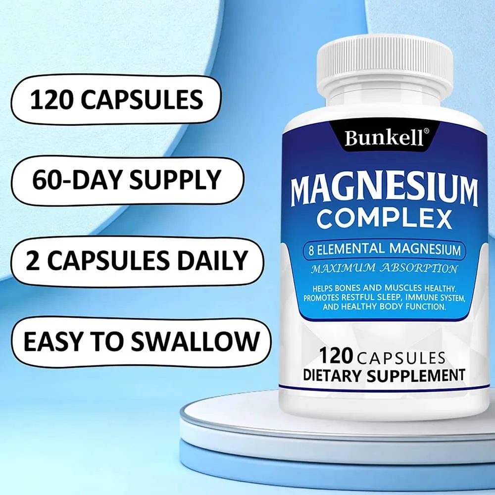 Magnesium Complex 120 Capsules - Bone Muscle & Heart Health Supplement Sleep Support Muscle Relaxation Stress & Anxiety Relief — image 6