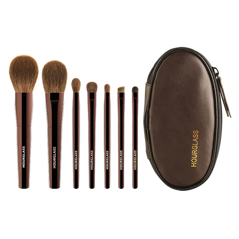 Přesýpací štětec na make-up-přenosný 7ks MINI přírodní štětce na vlasy sada-pudrová podkladová báze na oční stíny Cestovní make-up nástroje