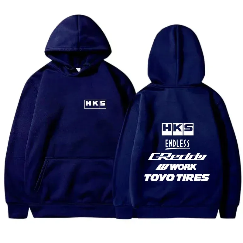 2025 남성 패션 멋진 까마귀 일본 JDM 수정 된 자동차 HKS 끝없는 Hoody 남성 여성 빈티지 캐주얼 운동복 긴 소매 풀오버